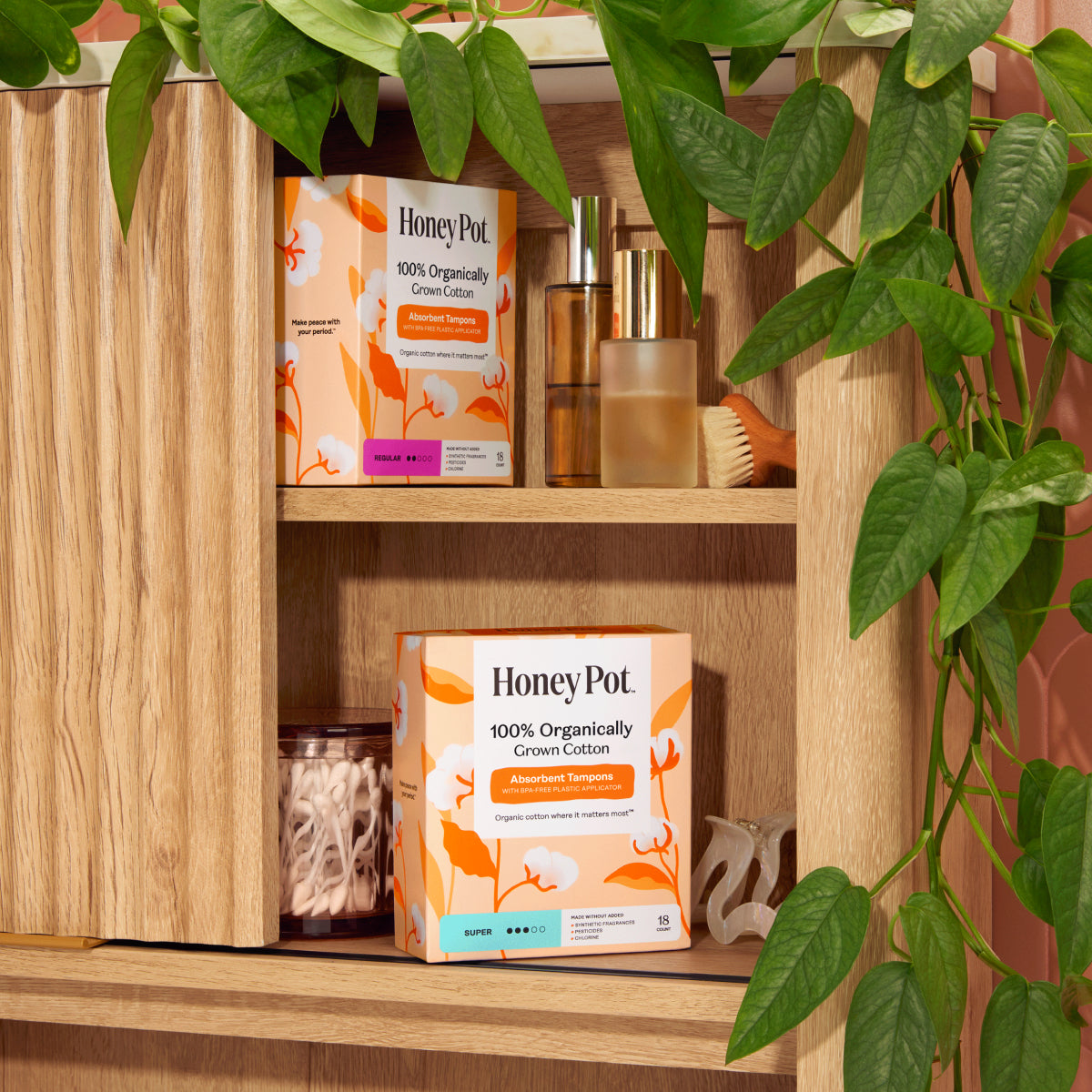 Regular 100% Organically Grown Cotton BPA Free Plastic Applicator Tampons